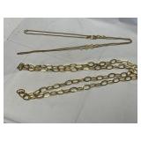 Gold tone watch chain and link chain necklace