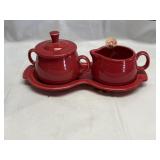 Fiestaware scarlet red creamer & sugar set w/