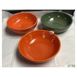 Fiestaware poppy, orange and green bowls