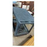 Large blue plastic rolling cart anchor included