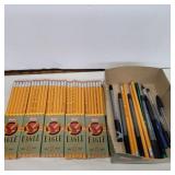 5packs of 12 eagle pencils and bonus pens and