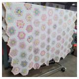 Old handmade grandma flower garden quilt aprox.