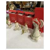 Four Lennox glass Christmas ornaments