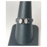 Silver mother of pearl ring unmarked size 7.