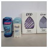 2 secert and dove deodorants and 2 leaf sonic