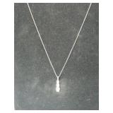Silver box  chain 3 clear Stone pendant marked