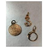 3 14k necklace pendants.  Marked 14k.   .100oz