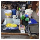 Popcorn buckets, camping coffee pot, warming