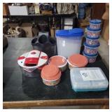 Medallion, plastic storage containers and