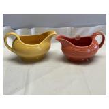 Fiesta gravy sauce boats, both with chipped bases