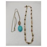 Beaded necklace & turquoise pendant necklace