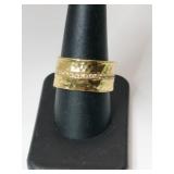 Silver gold tone band ring marked 925 size 9.