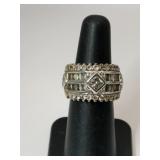 Silver clear Stone ring marked 925 size 5.