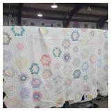 Old handmade grandma's flower garden quilt aprox