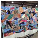 Old handmade heavy patchwork quilt aprox 76in x