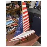 American Flag Sailboat wooden model 21ï¿½ x 33 1/2ï¿½