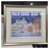 Framed signed numbers lithograph church and