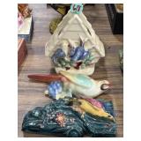 Bird themed marked ceramic wall pockets