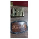 2 belt buckles with name  Jerry