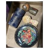 Japanese washi paper wrapped tea tin w/matching
