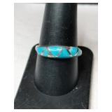 Silver native American turquoise Ring marked 925