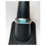 Silver native American turquoise Ring marked 925