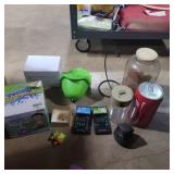 Coin bank, water spray toy, handheld games and