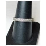 Silver clear Stone band marked 925 size 8.