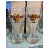2 Orlando Hard Rock Cafe beer glasses new in box