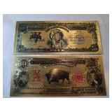 $10 Buffalo $5 Indian foil notes