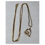 silver gold tone box chain necklace heart