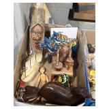Various folk art wood carvings