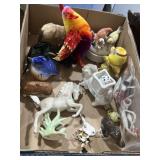 Animal figures made of various materials ceramic,