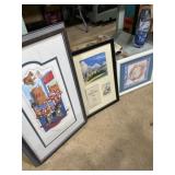 3 framed pieces of artwork