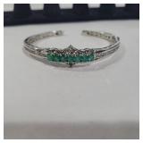 Steeling and stainless steel bangle with green