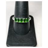 Silver greenstone ring marked 925 size 9.