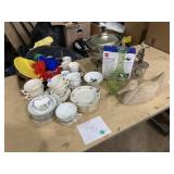 Carved duck, kids dishes, chafing dish, hand