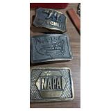 3 , NAPA belt buckles 2 are brass 1 limited