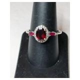 Silver redstone ring marked 925 STS size 9.