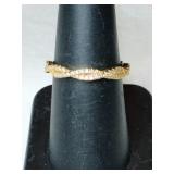 Silver gold tone braided band ring marked 925
