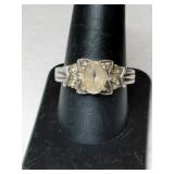 Silver Clearstone ring marked 925.  Size 9.5.