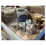 Various beer steins & shot steins