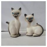 Mcm cermanic siamese cats figures 5.5in and 7in