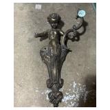 Cast metal cherub wall sconce 14'