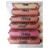 6 rolls wheat pennies mixed years