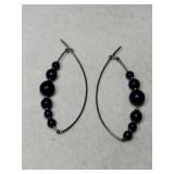 Silver lapis hoop earrings.   .215oz