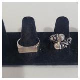 2 sterling rings marked 925
