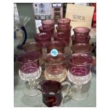 King's Crown Cranberry Flashed water goblets &