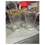 2 hand-blown Mexican confetti glass tumblers