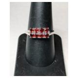 Silver Garnet stone ring marked 925.  D'Joy  s